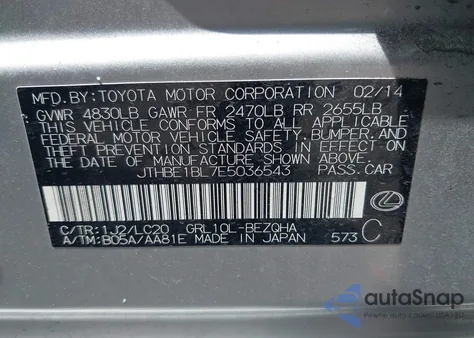 2014 Lexus Gs 350 from USA, damaged, VIN JTHBE1BL7E5036543